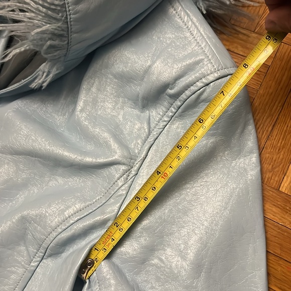 Urban Outfitters “Mia” Baby blue pleather faux fur trim jacket - Picture 10 of 10